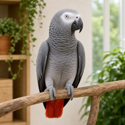 Buddy, a male African Grey parrot available from Higgins Grey Parrots