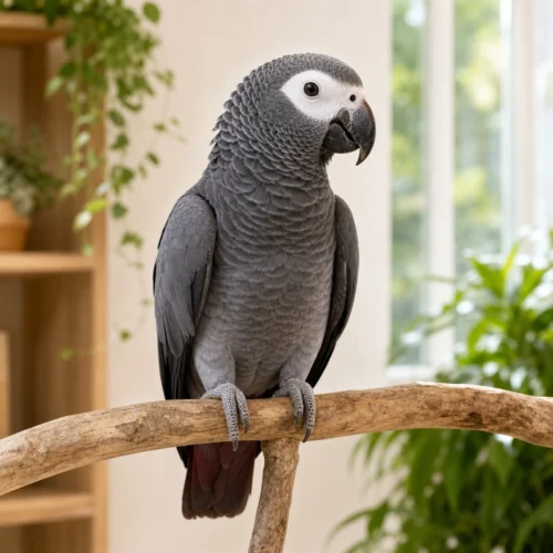 Molly, a female Timneh African Grey parrot available from Higgins Grey Parrots