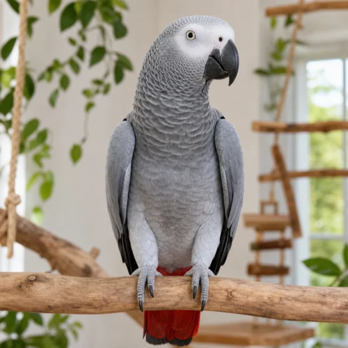 Nala, a female African Grey parrot available from Higgins Grey Parrots