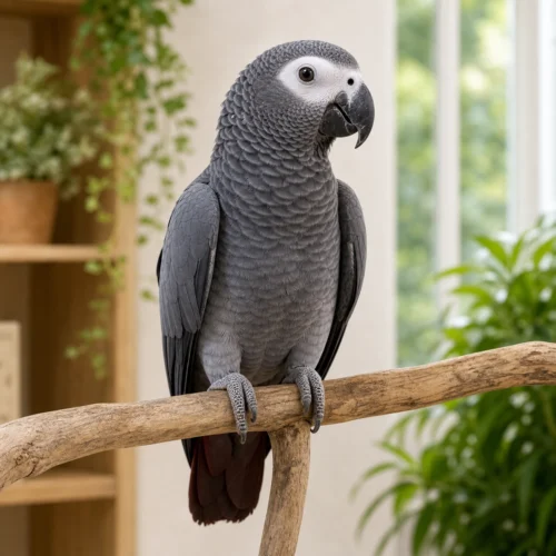Tilly, a female Timneh African Grey parrot available from Higgins Grey Parrots